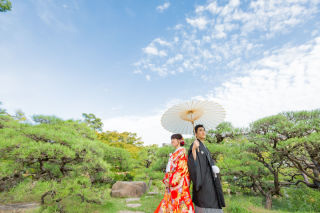 秋の空がお二人を祝福☀︎庭園weddign
