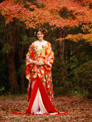 1106　手織り赤地吉祥文様慶長熨斗