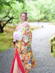  1102　唐織 黄色ぼかし おしどり