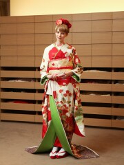 3045 雲取り水辺紋 紅白地