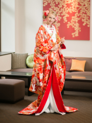 1122　朱赤飛鶴花ちらし