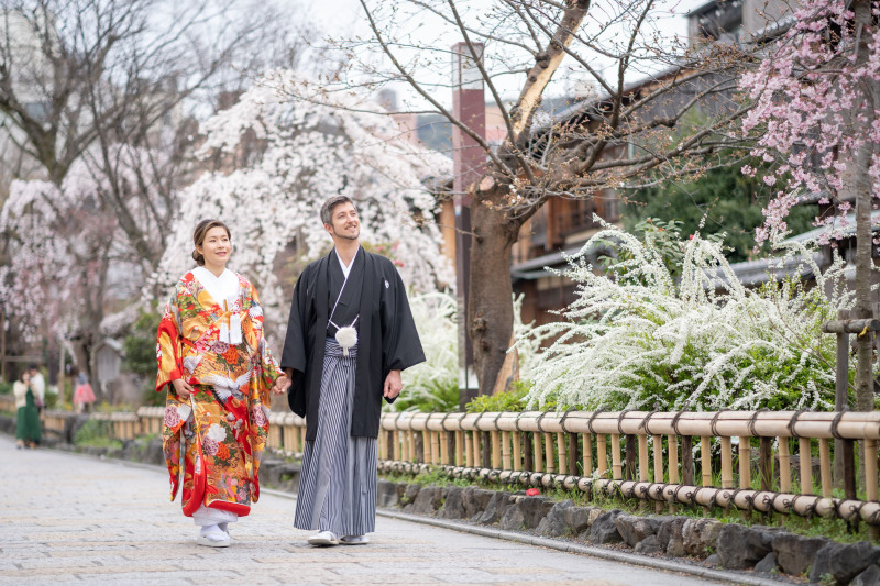 祇園の桜と雪柳