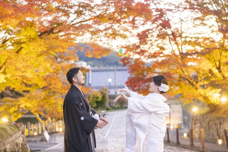 ライトアップされた紅葉