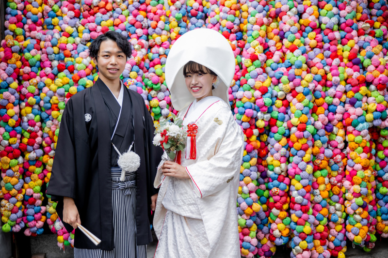 白無垢に綿帽子