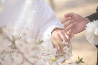 花嫁和婚_〈春の桜〉今しか撮れない、おふたりの笑顔満開！