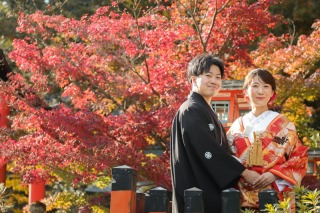 秋の早得！≪10月～12月撮影される方限定≫和装「極」プラン【ロケ地2箇所・お衣装 新郎様２点 / 新婦様3点】