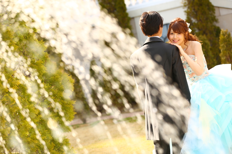 噴水付きのガーデンで