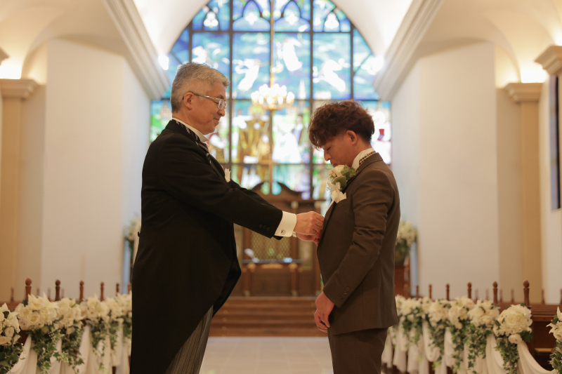 お父様によるジャケットセレモニー