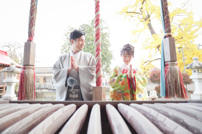 神社での撮影スタート