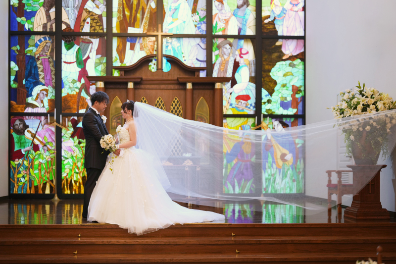 ロングベールを広げて