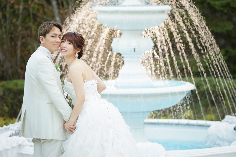 噴水付きのガーデンで