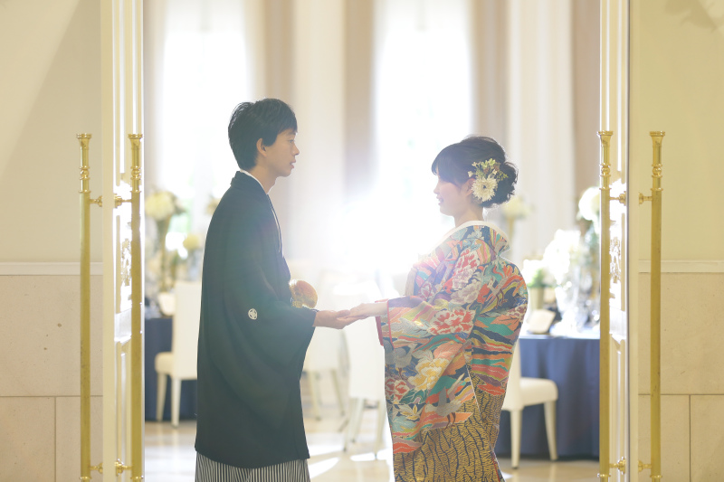 披露宴会場からのスポットライト