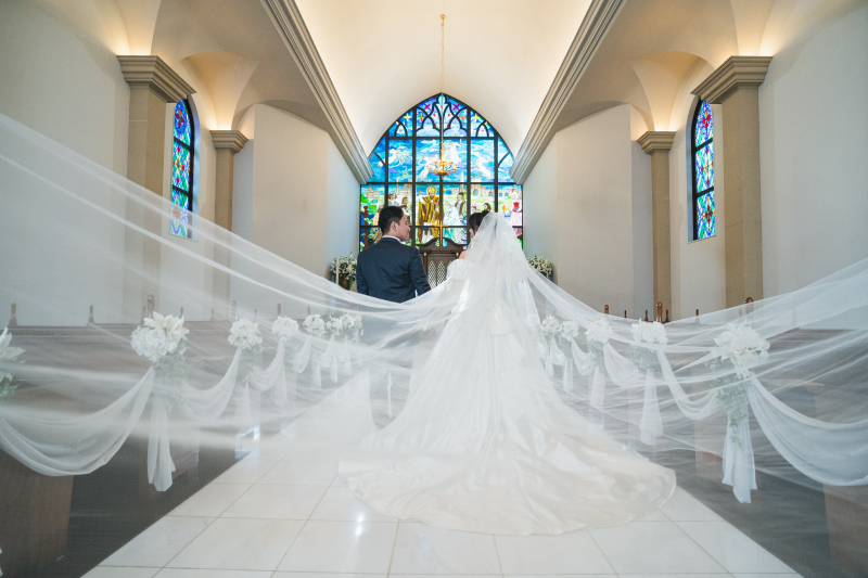 ロングベールを広げて