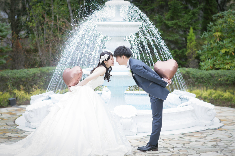 ガーデンの噴水前で