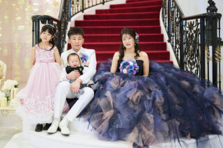 お子様と一緒にパパママウェディングフォト　〈白ドレス＆色ドレスロケ〉