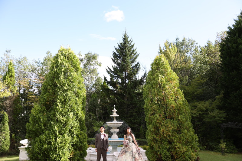 噴水付きのガーデン