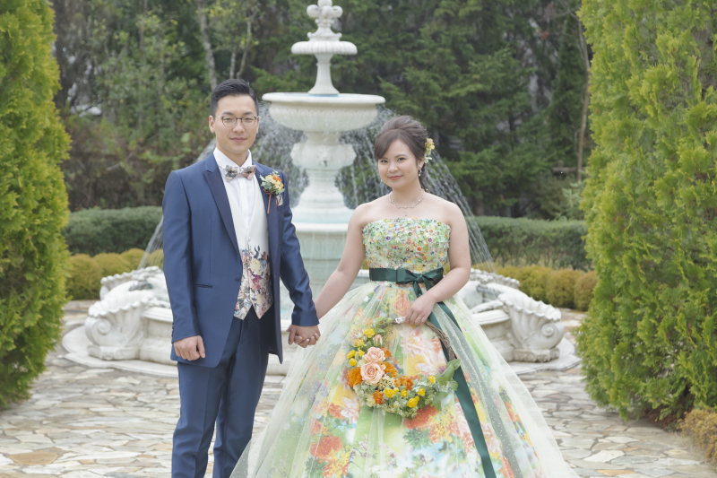 噴水付きのプライベートガーデン