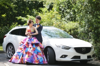 愛車と一緒にロケーションお子様も一緒に　〈白ドレス＆色ドレス＆色打掛ロケ〉 