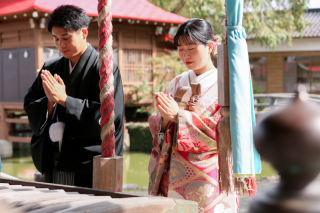 家族と一緒に神社＆教会ロケーション　〈白ドレス＆色打掛ロケ〉