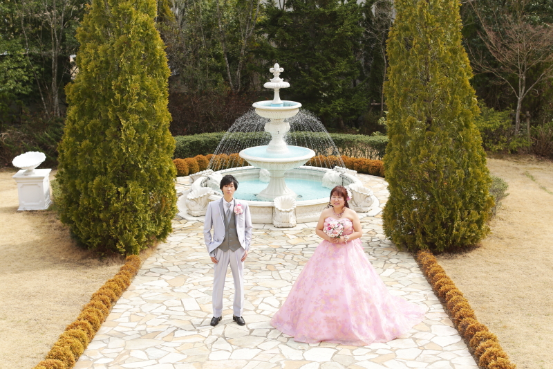 噴水付きのガーデン