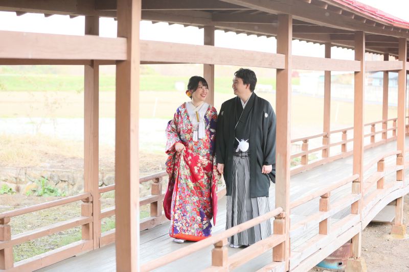 和装が映える回廊