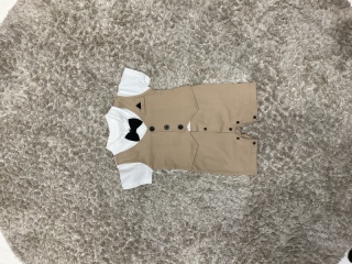 男の子　半袖ロンパースタキシード/ベージュ