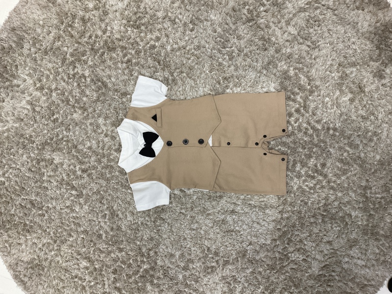 男の子　半袖ロンパースタキシード/ベージュ