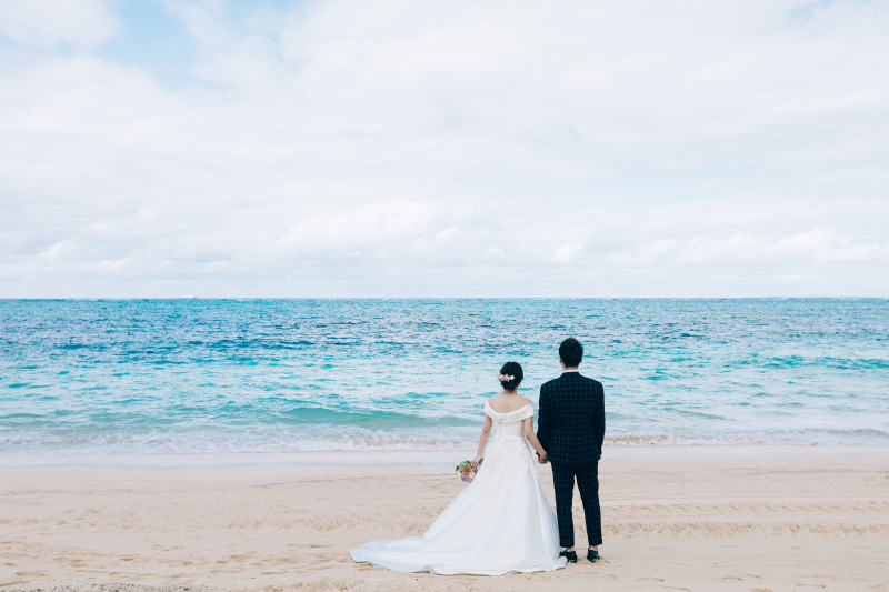 ビーチにて撮影