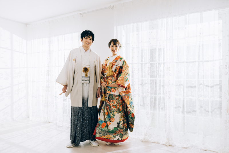 和装のスタジオ撮影からスタート