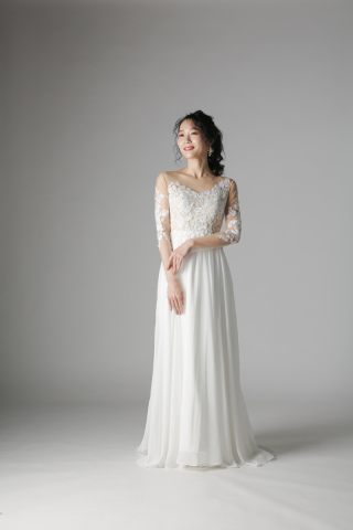 長袖トップスシースルースレンダー/WD01086