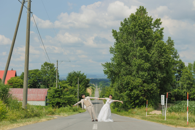 道中での組体操の様子