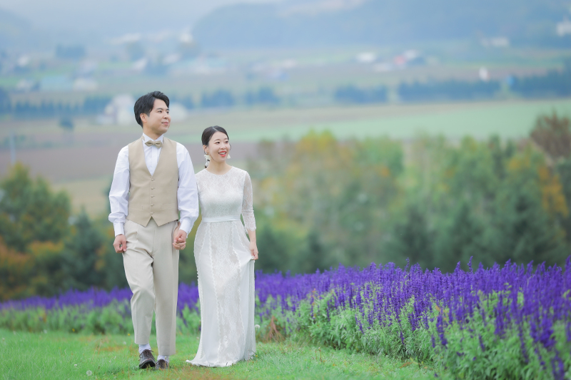 丘の上の花畑