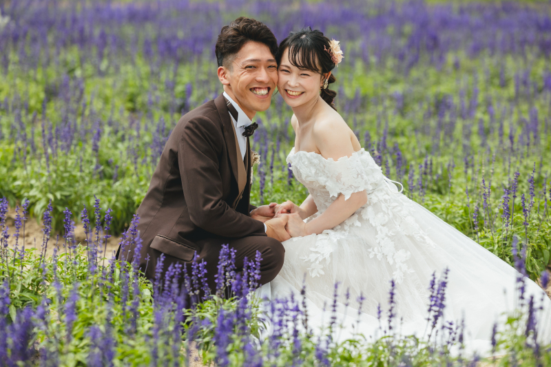 ブルーサルビアに囲まれて