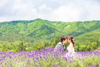 7月限定！北海道かなやま湖畔に咲き誇るラベンダー畑ロケ！
