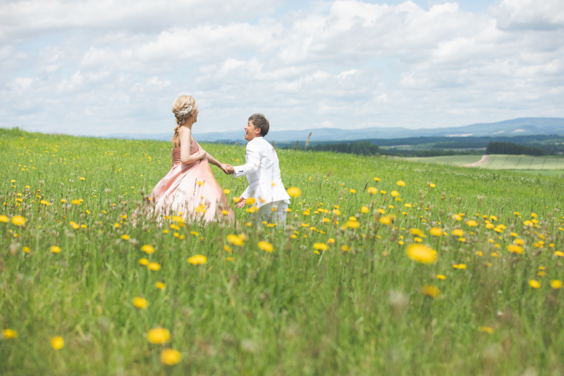 たんぽぽ畑に埋もれて