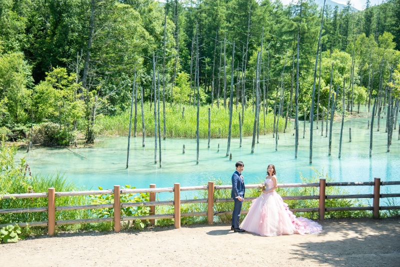 通年撮影が出来る青い池