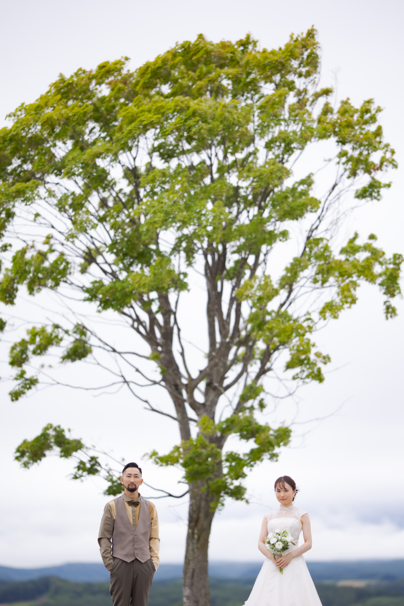 遠くに十勝連峰