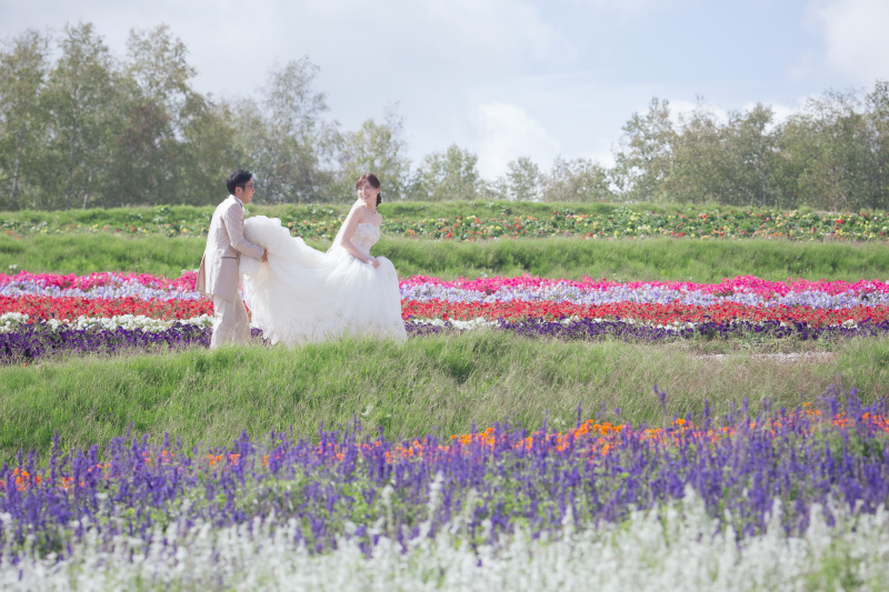北海道の広大な背景でのWedding　Photo／【お客様の声】