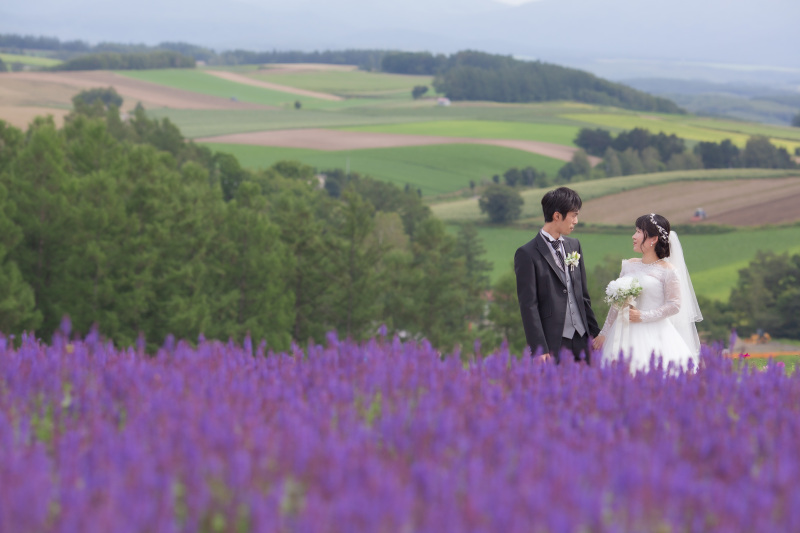 美瑛四季彩の丘でフォトウェデイング