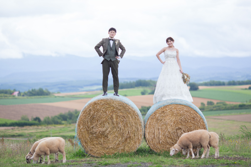 遠くに十勝連峰を望む