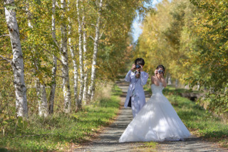 美瑛で残すWedding　Photo ／ウェディングドレス