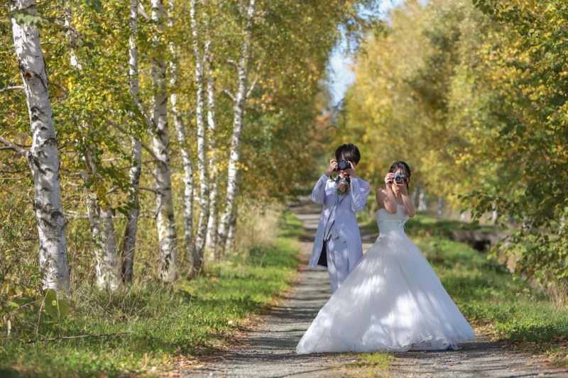 美瑛で残すWedding　Photo ／ウェディングドレス