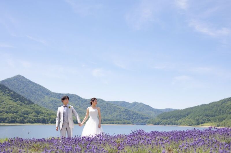 かなやま湖から撮影スタート