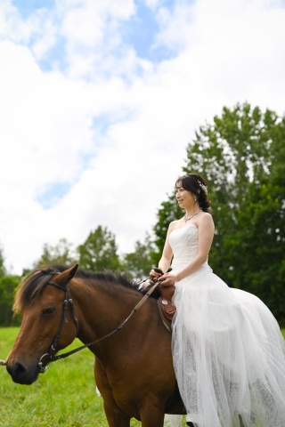 馬と一緒に撮影