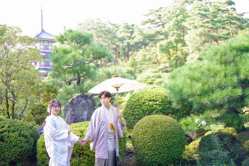 和傘で