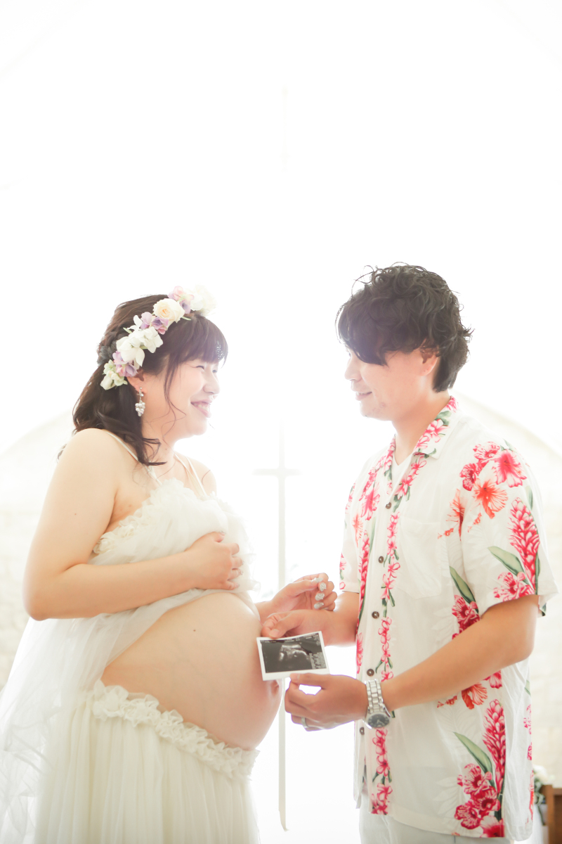 お腹を出しての撮影も、結婚記念を兼ねた撮影でも◎