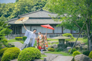 薩摩を感じる仙巌園の庭園　和装1点ロケーション　撮影