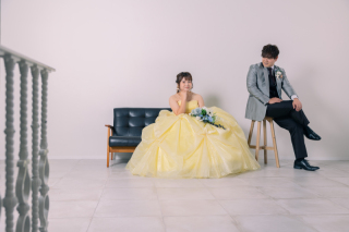 ウェディングドレスとカクテルドレスでスタジオフォト♡