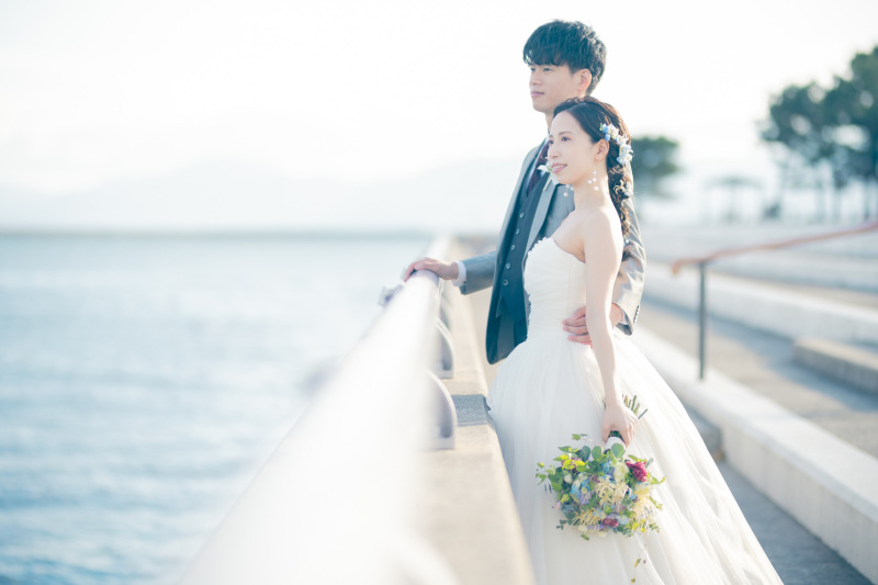 錦江湾を見つめるお二人*