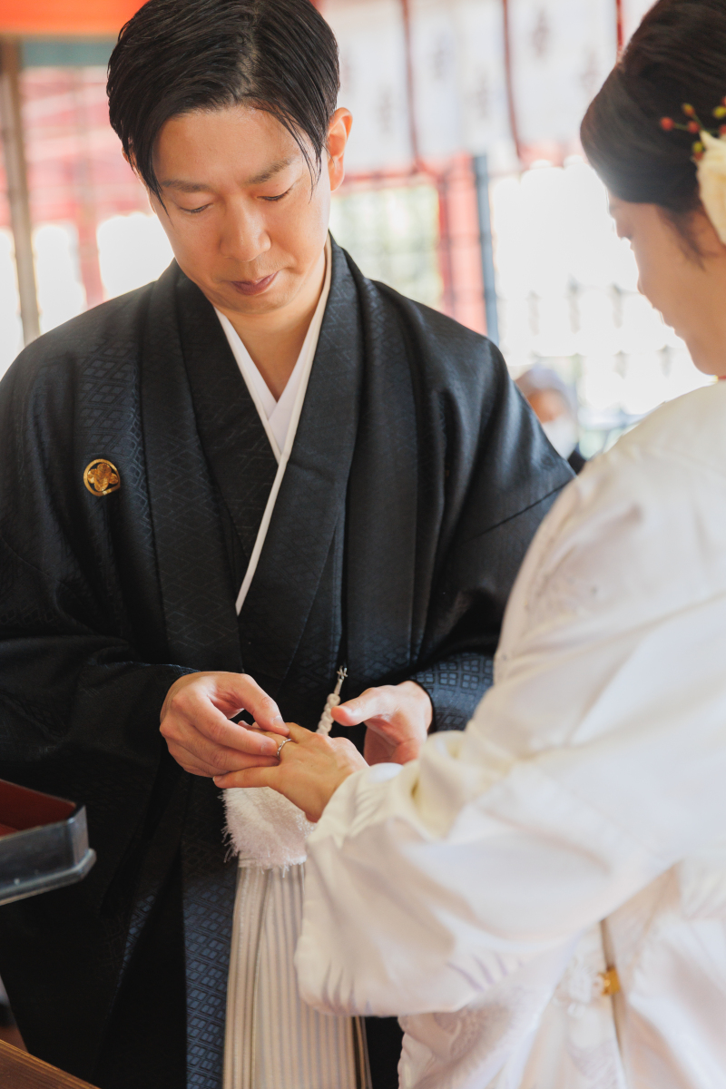 指輪の交換のシーンも